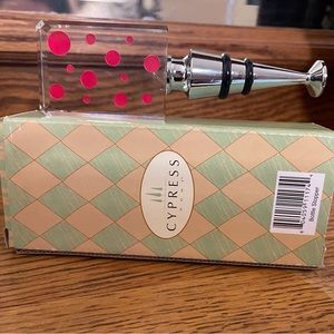 Cypress Home Decorative Bottle Stopper Wine Stopper Clear With Red Dots  NEW